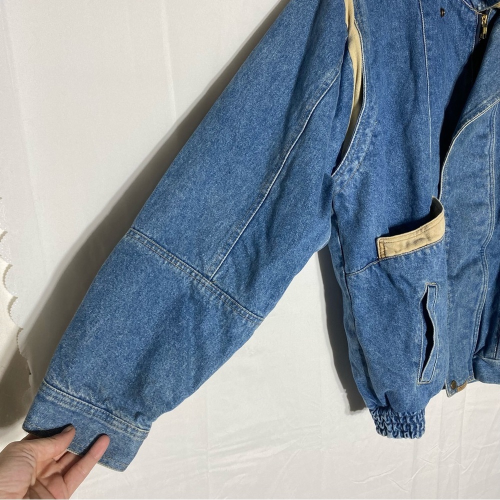 Vintage 80s Blue Jean Oversized Denim Jacket M Dadcore Streetwear Festival Retro - Picture 11 of 15